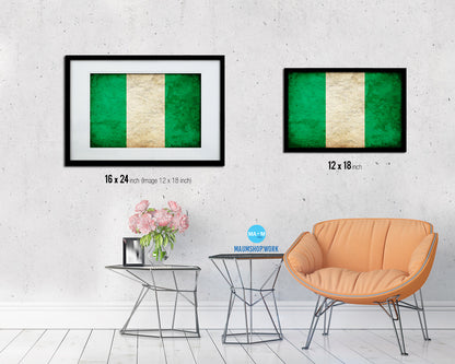 Nigeria Country Vintage Flag Wood Framed Print Wall Art Decor Gifts