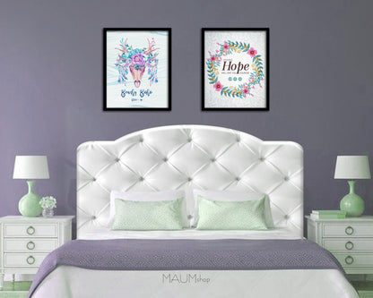 Having hope will give you courage, Job 11:18 Bible Verse Scripture Framed Print Wall Decor Art Gifts