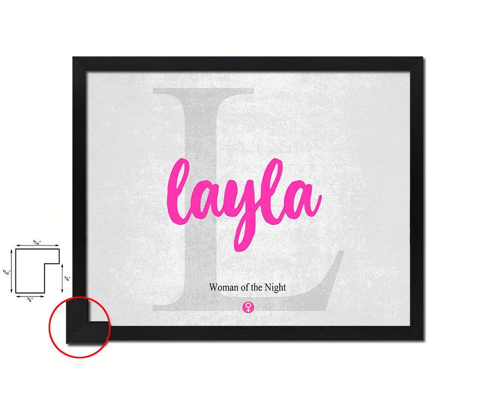 Layla Personalized Biblical Name Plate Art Framed Print Kids Baby Room Wall Decor Gifts