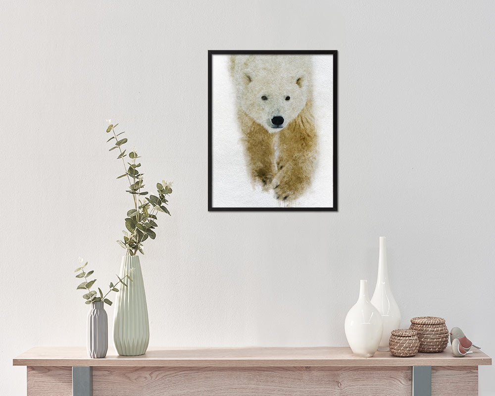 Polar Animal Painting Print Framed Art Home Wall Decor Gifts
