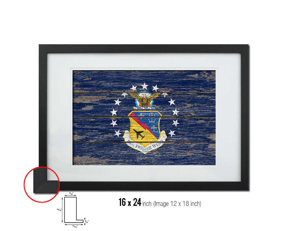 104th Fighter Wing Vintage Emblem Flag Wood Frame Paper Print Wall Art Decor Gifts