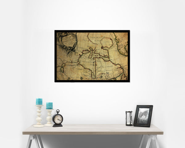 North East Canada and Greenland Vintage Map Framed Print Art Wall Decor Gifts