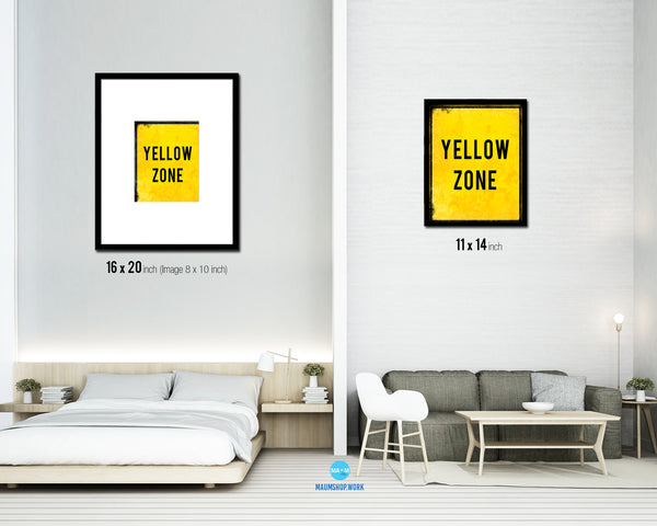Yellow Zone Notice Danger Sign Framed Print Home Decor Wall Art Gifts