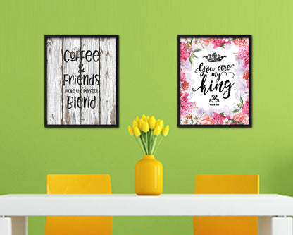 Coffee & friends make the perfect blend Quote Framed Artwork Print Wall Decor Art Gifts