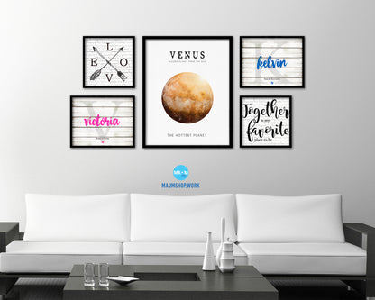 Venus Planet Prints Watercolor Solar System Wood Framed Paper Print Wall Art Decor Gifts