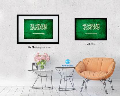 Saudi Arabia Country Vintage Flag Wood Framed Print Wall Art Decor Gifts