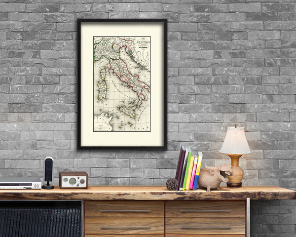 Italy Old Map Wood Framed Print Art Wall Decor Gifts