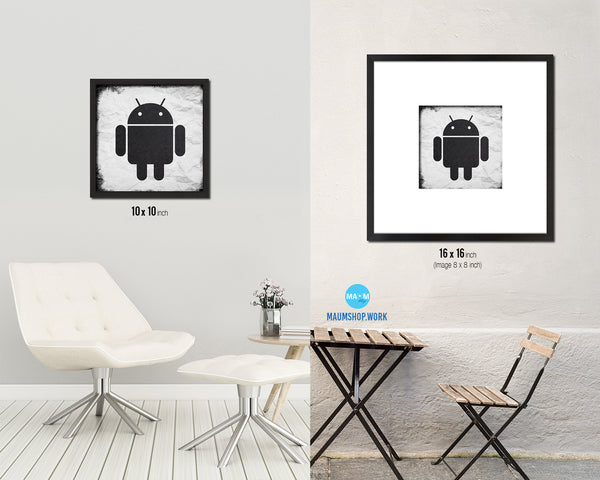 Android Social Media Symbol Icons logo Wood Framed Print Home Decor Wall Art Gifts
