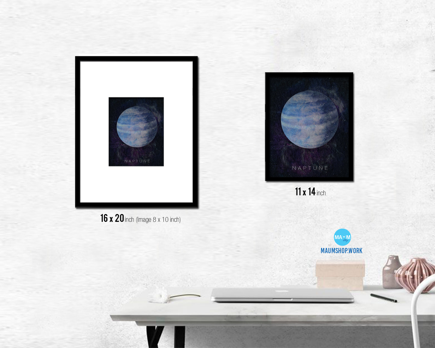 Neptune Planet Prints Watercolor Solar System Framed Print Home Decor Wall Art Gifts
