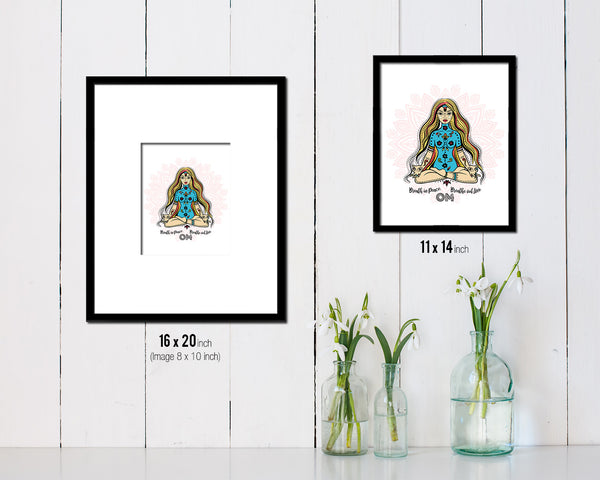 Breath in peace, Breathe out love Yoga Wood Framed Print Wall Decor Art Gifts