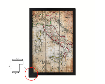 Italy Antique Map Wood Framed Print Art Wall Decor Gifts