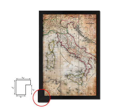Italy Antique Map Wood Framed Print Art Wall Decor Gifts