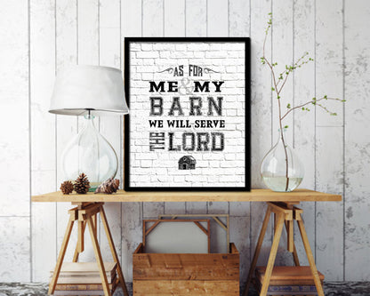 As for me & my barn, we will serve the Lord Quote Wood Framed Print Home Decor Wall Art Gifts