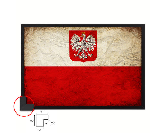 Poland Country Vintage Flag Wood Framed Print Wall Art Decor Gifts