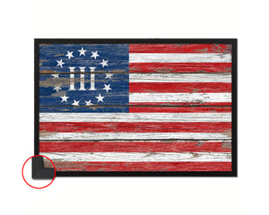 3 Percent Betsy Ross Nyberg Battle III, Revolutionary War Wood Rustic Flag Framed Print Art