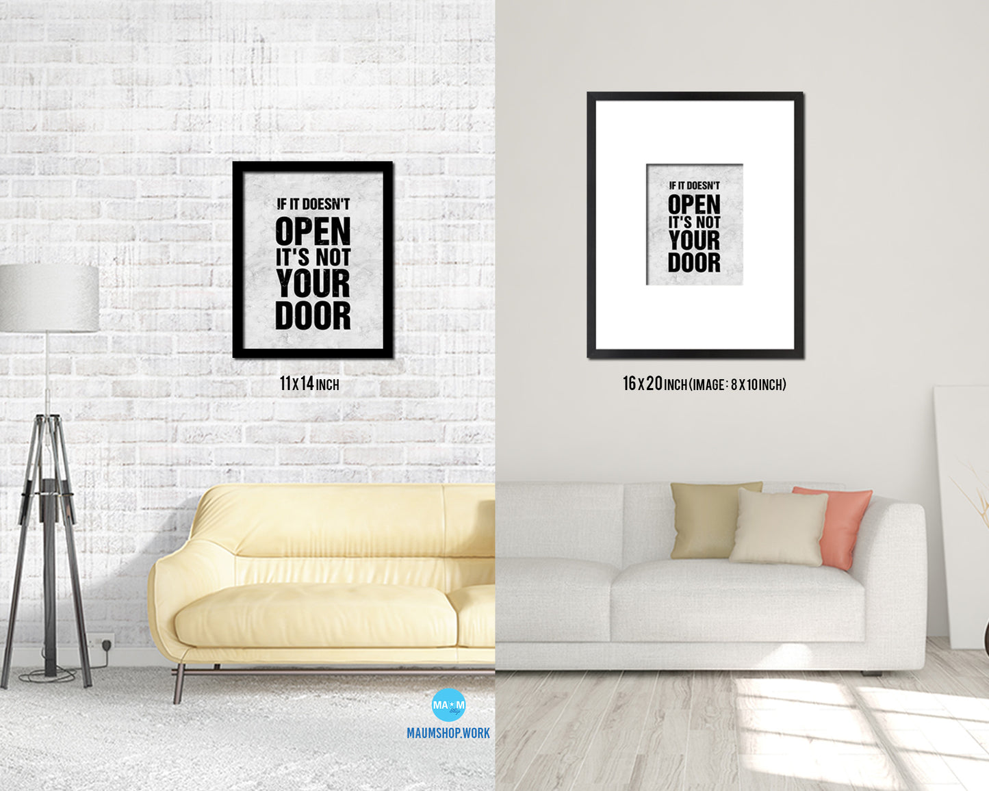 If it doesn't open its not your door Quote Framed Print Wall Art Decor Gifts