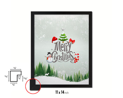 Merry Christmas Tree Holiday Season Gifts Wood Framed Print Home Decor Wall Art