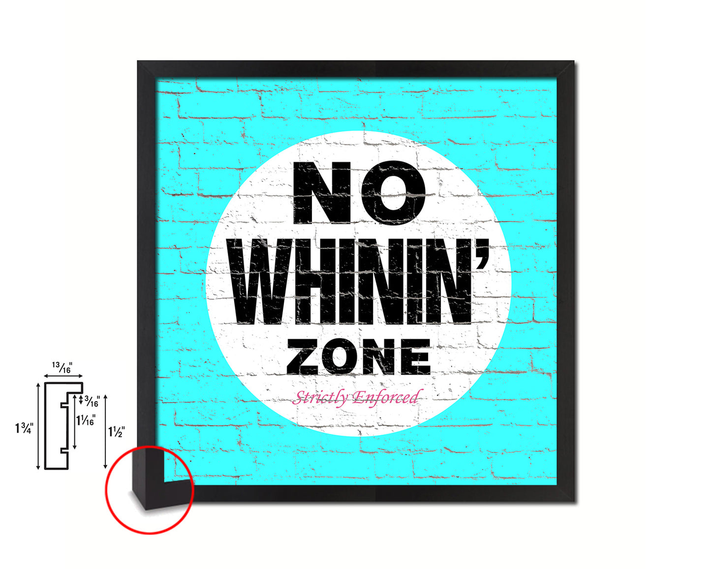 No Whining Zone Shabby Chic Sign Wood Framed Art Paper Print Wall Decor Gifts