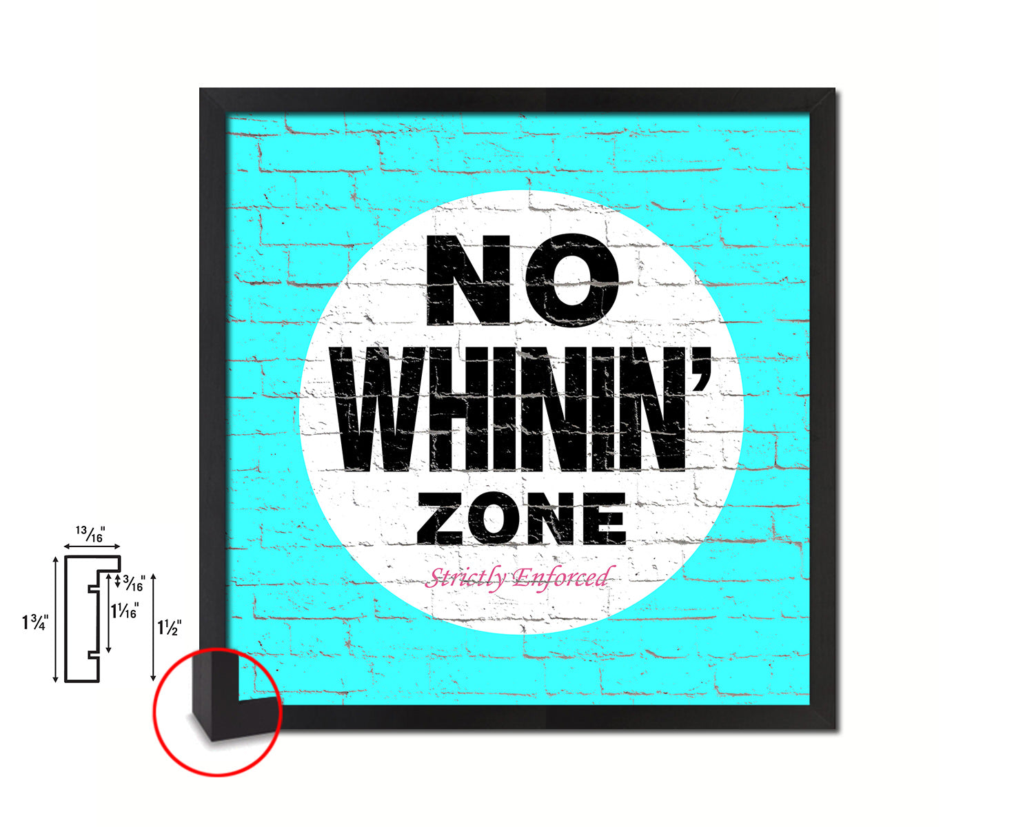 No Whining Zone Shabby Chic Sign Wood Framed Art Paper Print Wall Decor Gifts
