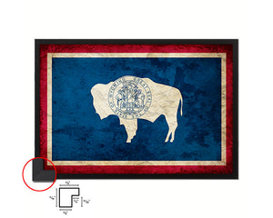 Wyoming State Vintage Flag Wood Framed Paper Print Wall Art Decor Gifts