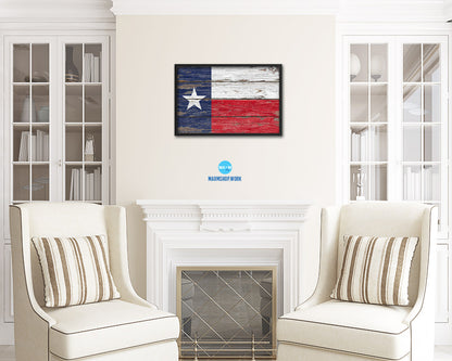 Texas State Rustic Flag Wood Framed Paper Prints Wall Art Decor Gifts