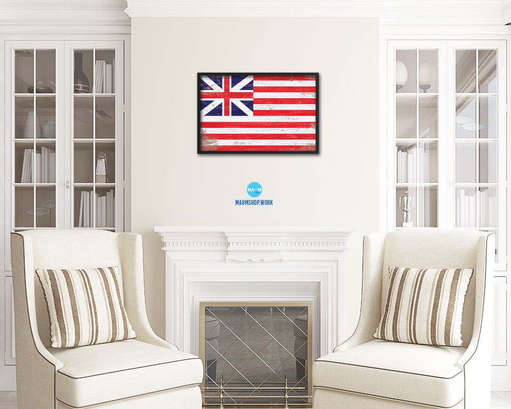 Grand Union Shabby Chic Military Flag Framed Print Decor Wall Art Gifts
