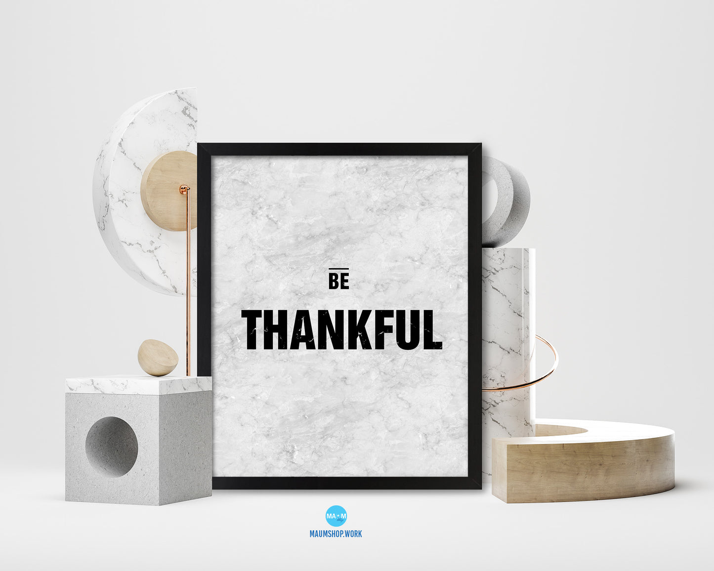 Be Thankful Inspirational Quote Framed Print Wall Art Decor Gifts