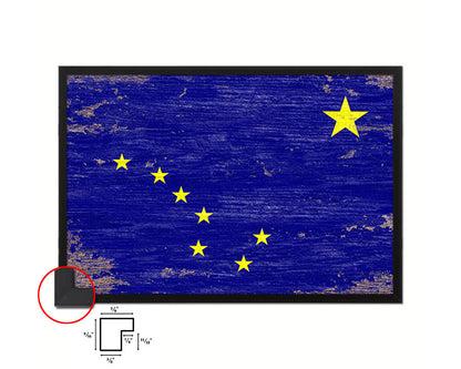 Alaska State Shabby Chic Flag Wood Framed Paper Print  Wall Art Decor Gifts