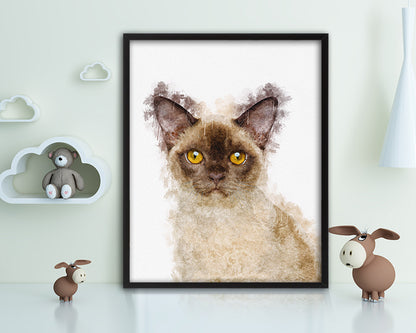 Kitten Cat Kitten Portrait Framed Print Pet Home Decor Custom Watercolor Wall Art Gifts