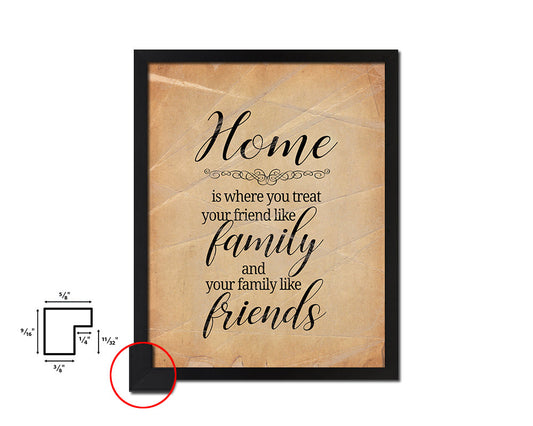 Home where you treat your friends Quote Paper Artwork Framed Print Wall Decor Art