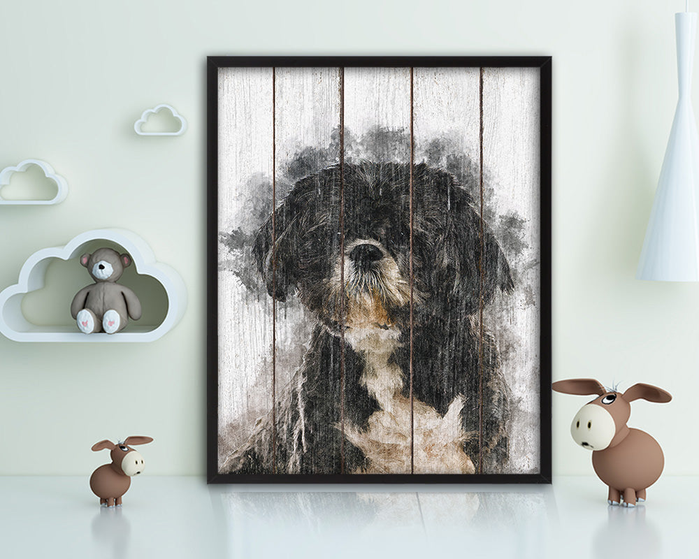 Shih Tzu Dog Puppy Portrait Framed Print Pet Watercolor Wall Decor Art Gifts