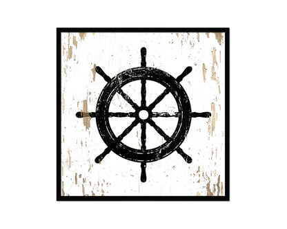 Wheel Nautical Wood Framed Gifts Ocean Beach Fishing Home Decor Wall Art Prints