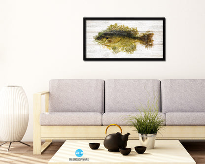 Bluegill Fish Art Wood Framed White Wash Restaurant Sushi Wall Decor Gifts, 10" x 20"