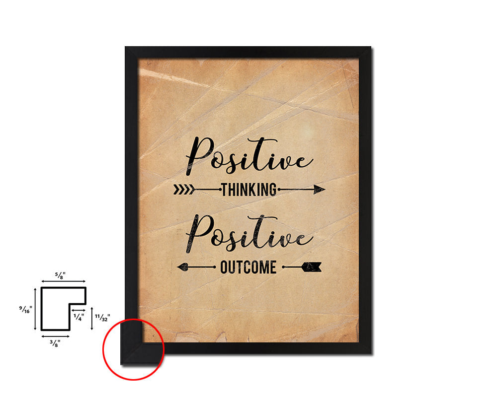 Positive thinking positive outcome Quote Paper Artwork Framed Print Wall Decor Art