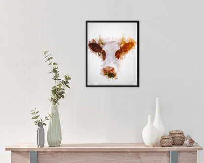 Cow Animal Painting Print Framed Art Home Wall Decor Gifts