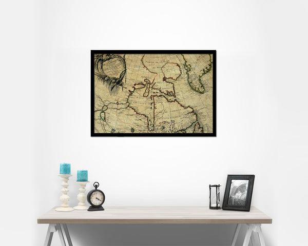 East Canada and Greenland Bordeaux France Historical Map Framed Print Art Wall Decor Gifts