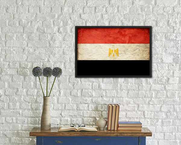 Egypt Country Vintage Flag Wood Framed Print Wall Art Decor Gifts