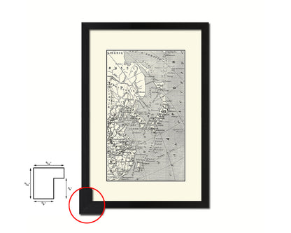 Japan Korea China Old Map Wood Framed Print Art Wall Decor Gifts