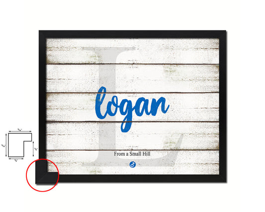Logan Personalized Biblical Name Plate Art Framed Print Kids Baby Room Wall Decor Gifts