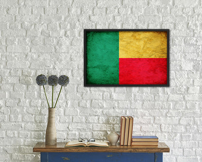 Benin Country Vintage Flag Wood Framed Print Wall Art Decor Gifts