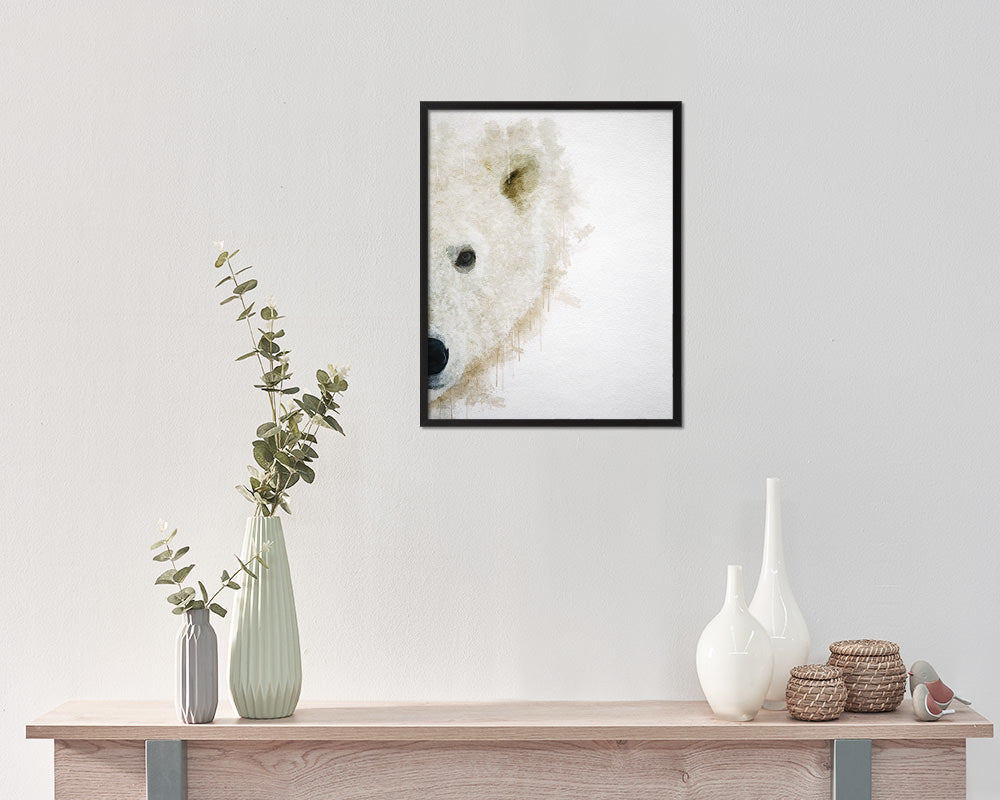 Polar Animal Painting Print Framed Art Home Wall Decor Gifts