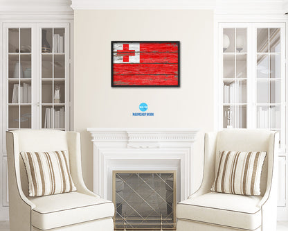 Tonga Country Wood Rustic National Flag Wood Framed Print Wall Art Decor Gifts