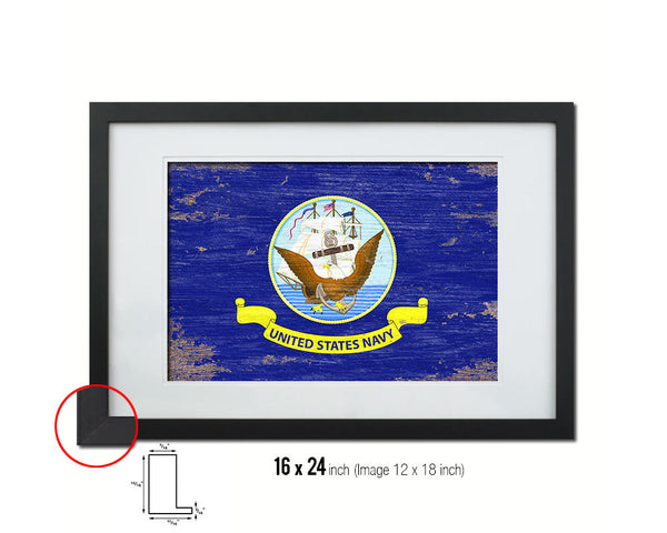 US Navy Shabby Chic Military Flag Framed Print Decor Wall Art Gifts