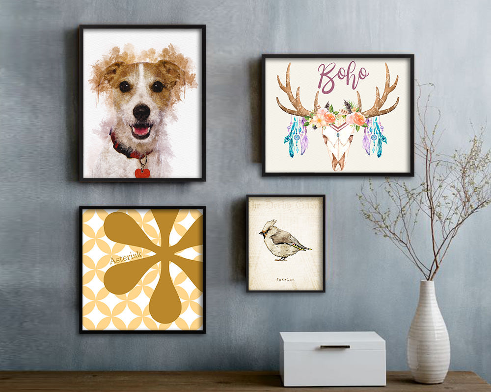 Jack Russell Terrier Dog Puppy Portrait Framed Print Pet Watercolor Wall Decor Art Gifts