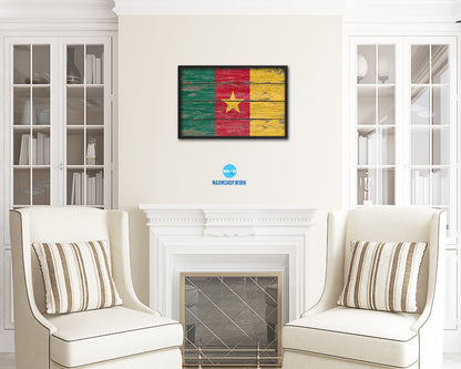 Cameroon Country Wood Rustic National Flag Wood Framed Print Wall Art Decor Gifts
