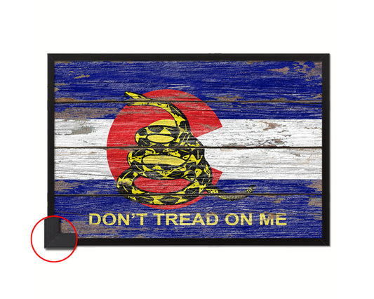 Gadsden Don't Tread On Me Colorado State Wood Rustic Flag Framed Print Art