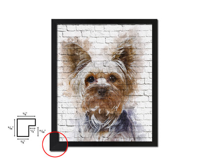 Yorkshire Terrier Dog Puppy Portrait Framed Print Pet Watercolor Wall Decor Art Gifts