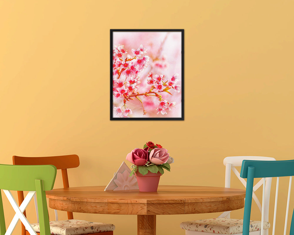 Cherry Blossom Red Flower Wood Framed Paper Print Wall Decor Art Gifts