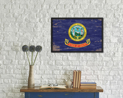 Idaho State Shabby Chic Flag Wood Framed Paper Print  Wall Art Decor Gifts