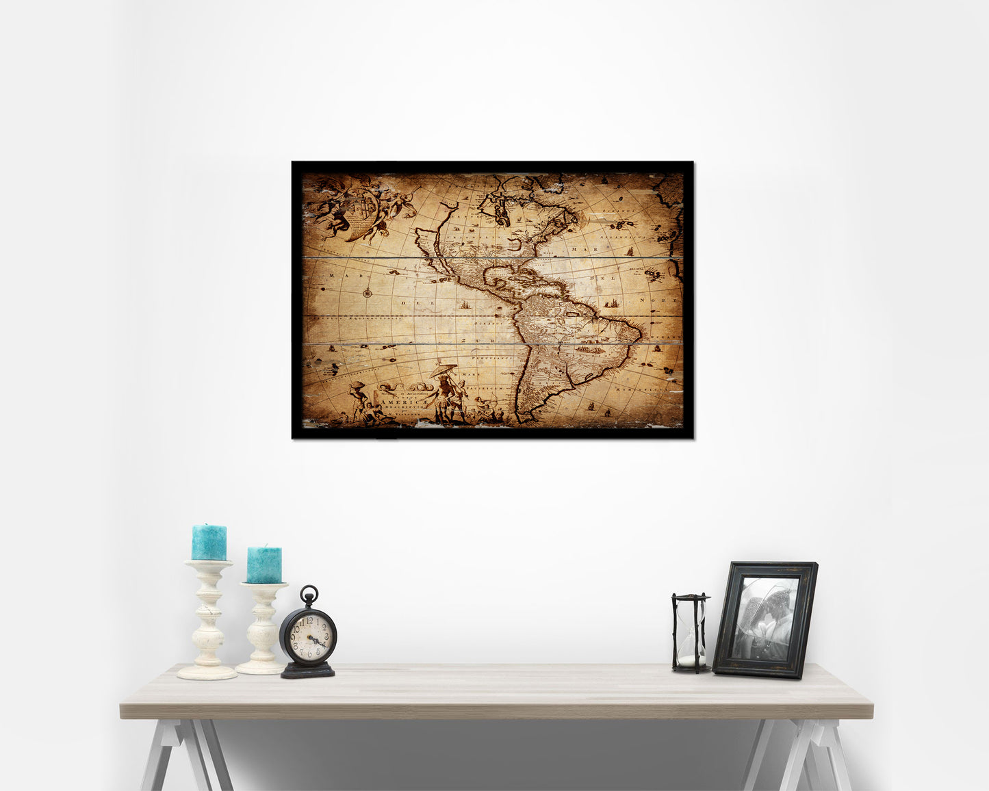 America 1690 Antique Map Framed Print Art Wall Decor Gifts